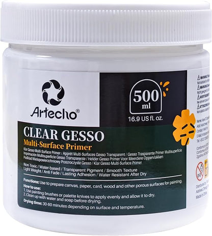 Artecho Clear Gesso 16.9oz / 500ml, Gesso Primer by Artecho