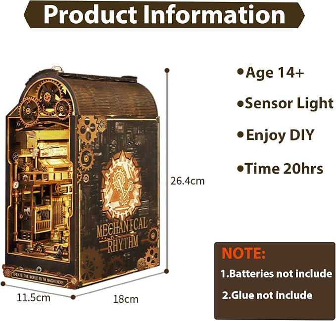 ISSEVE Book Nook Kit, 3D Wooden Puzzle DIY Miniature House Kit - Image 9