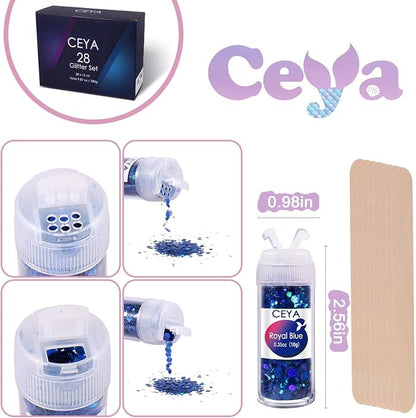 Ceya Holographic Chunky Glitter Set 28 Colors, 9.87oz/280g Craft Glitter Powder - Image 5