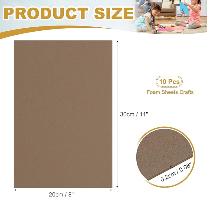uxcell 10 Pcs Brown EVA A4 Foam Sheets Crafts, 12 x 8 Inch Foam Paper - Image 2