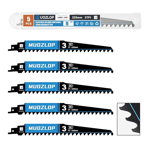 5 Pack 9 inch Reciprocating Saw Blades Set，3 TPI High Carbon Saw Blades by Unknown