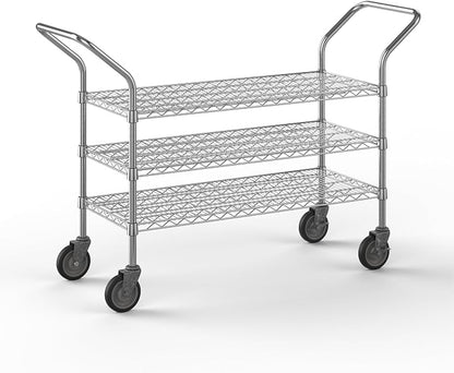 18" W x 42" L x 36" H Chrome Heavy Duty Utility Cart | 3-Tier | NSF Commercial by Regal+Altair