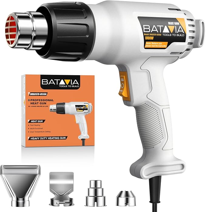 Heat Gun - BATAVIA Dual Protection Fuses 1800W Heavy Duty Fast Heat Hot Air Gun by BATAVIA