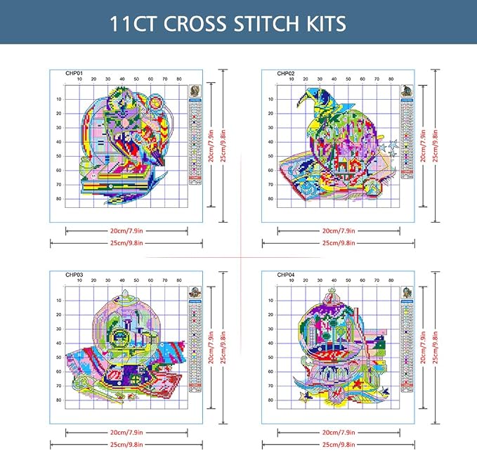 ZuoAnLF 4 Packs Stamped Cross Stitch Kits - Image 2
