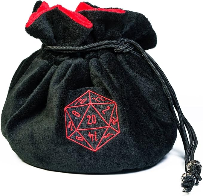 Large Dice Bags with Pockets Black Storage Bag D20 Logo - Image 4