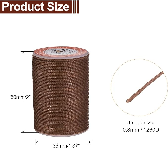 uxcell Round Leather Sewing Waxed Thread, 55m / 60 Yards Wax Polyester String - Image 2