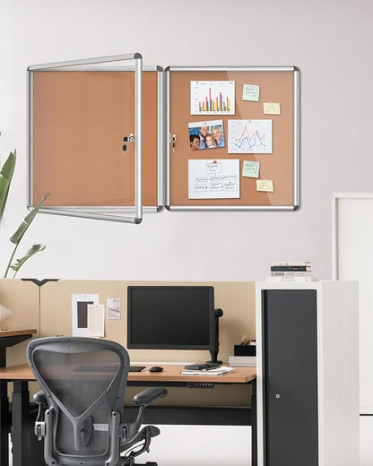 2 Pack 28"x26" Enclosed Bulletin Board, Lockable Weather-Resistant Aluminum - Image 2