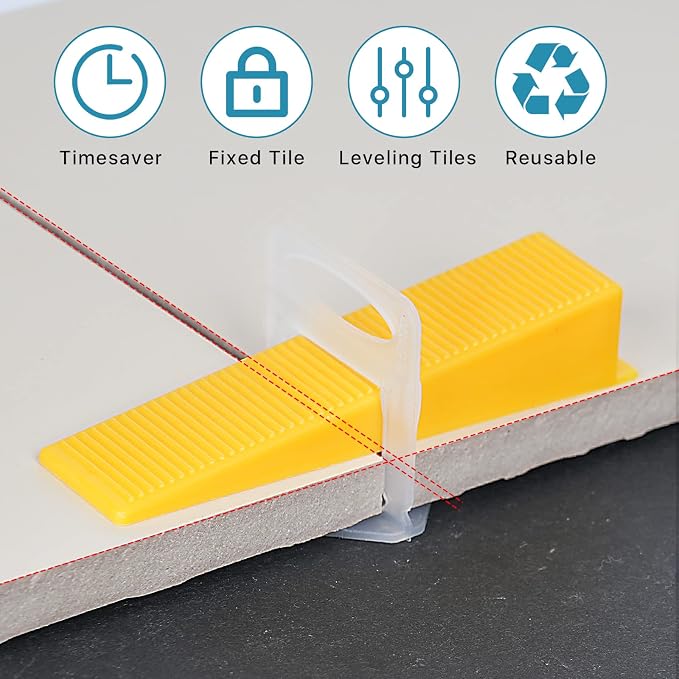 Tile Leveling System with Tile Plier 1500Pcs Piece Tile Spacers Clips 300Pcs - Image 5