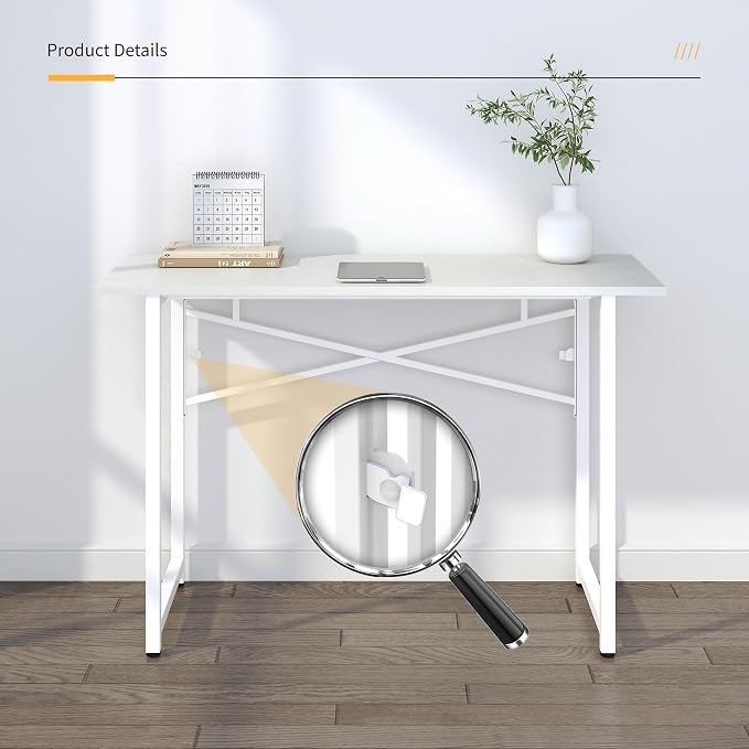 Folding Desk 47 inch No Assembly Required Home Office Table, Writing Gaming - Image 9