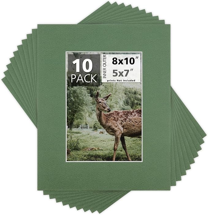 Mat Board Center, 8x10 for 5x7 Basque Green Color Mats by MatBoardCenter