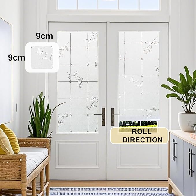 Window Privacy Film Decorative for Front Door, Bathroom Static Cling Stained - Image 6
