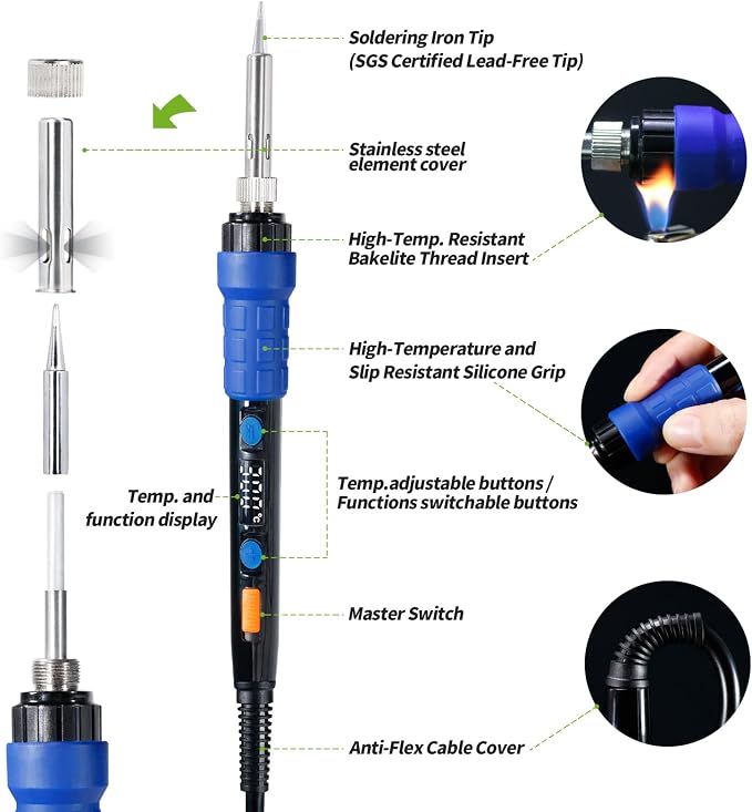 YIHUA 928D Soldering Iron Kit, 65W Soldering Iron, Fully Digital, Display °F/°C - Image 4