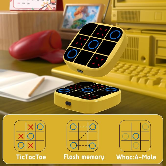 Tic-Tac-Toe Bolt Game, 4-in-1 Handheld Puzzle Games Console, Electronic - Image 3