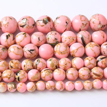 120PCS 6MM Pink Shell Turquoise Stone Beads by Unknown