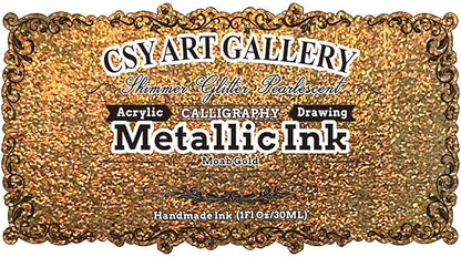CSY Art Gallery Fast Drying Acrylic Metallic Finish Ink-Liquid Gold Leaf - Image 2