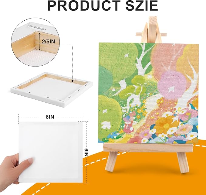ESRICH Small Stretched Canvas for Painting 6x6 inch, 2/5''Profile Art Primed 8 - Image 2
