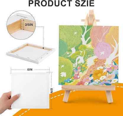ESRICH Small Stretched Canvas for Painting 6x6 inch, 2/5''Profile Art Primed 8 - Image 2