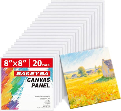 8x8inch Small Canvases for Painting, 20 Pack Canvas Boards Primed Acid Free for by Unknown