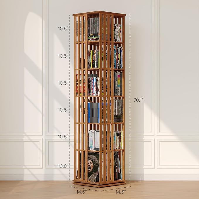 XIMN 360° Rotating Bamboo CD/DVD Shelf - Image 9