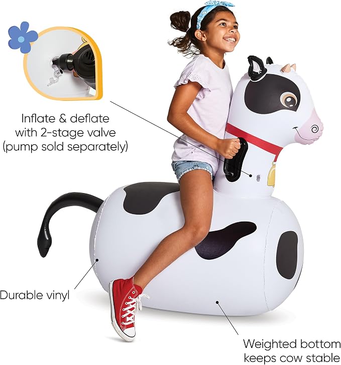 Hearthsong Hop N Go Inflatable Bouncy Cow Riding, Hopping Toys - Image 6