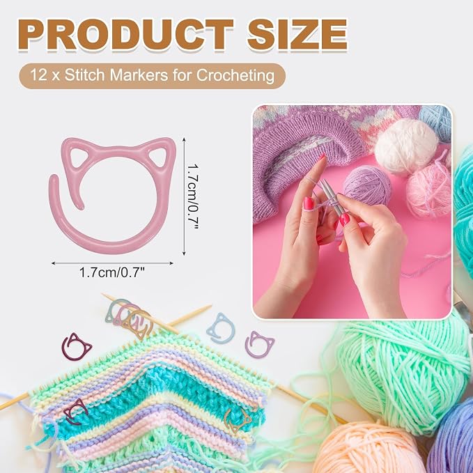 PATIKIL Cat Crochet Stitch Markers, 12 Pack Stitch Marker - Image 2