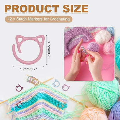 PATIKIL Cat Crochet Stitch Markers, 12 Pack Stitch Marker - Image 2
