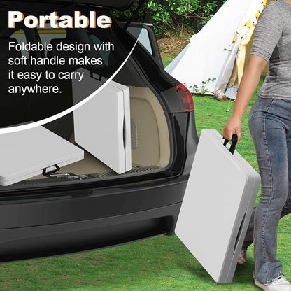 4ft Folding Table, Portable Fold-in-Half Adjustable Height Utility Table - Image 7