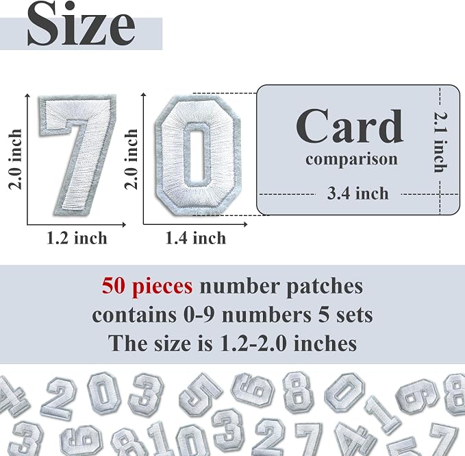 Number Iron On Patches, Numbers 0-9 Embroidery Applique Patch, DIY Decorative - Image 2