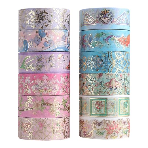 12 Rolls Floral Washi Tape Set, Botanical Washi Tape - Image 4