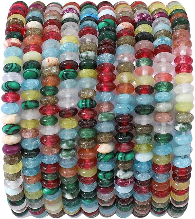 Natural Mix Colored Disk Stone Beads 4x2mm 160pcs Rondelle Loose Semi Gemstone by Beadia