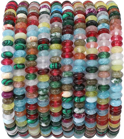 Natural Mix Colored Disk Stone Beads 4x2mm 160pcs Rondelle Loose Semi Gemstone by Beadia