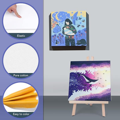 Stretched Canvases for Painting, Primed Acid-Free, 5/8 Inch Thick Wood Frame - Image 4