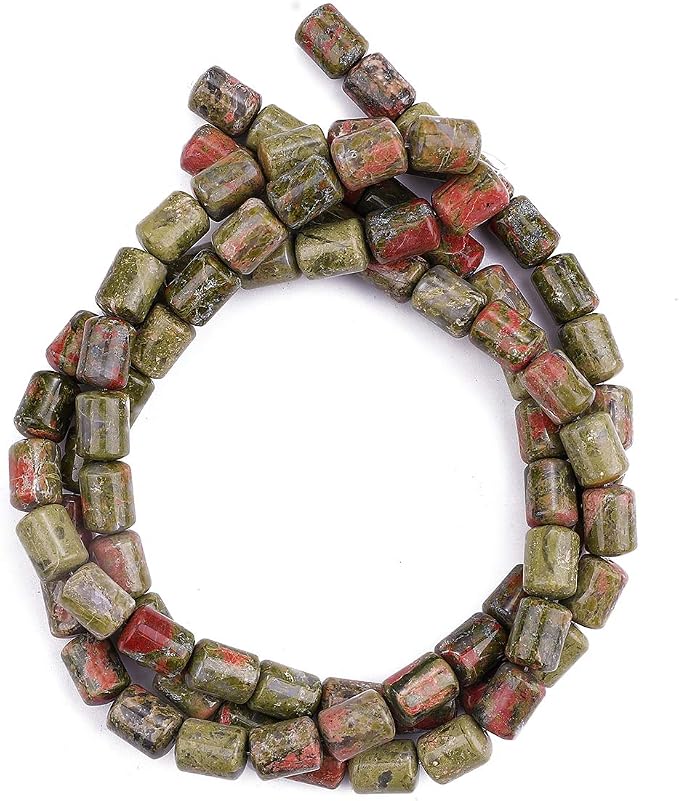 Natural Unakite Cylinder Stone Loose Semi Gemstone Beads - Image 4