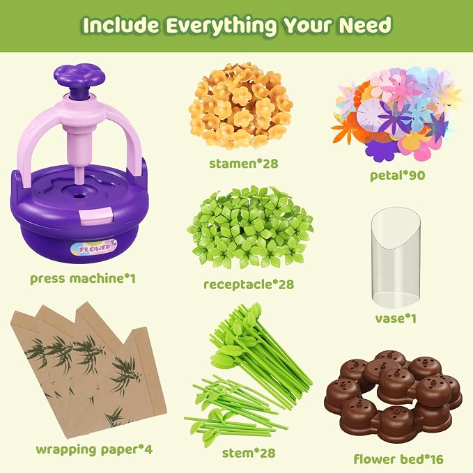 Arts and Crafts Kit for Kids Ages 4-8, Flower Bouquet Toys, DIY Flower Market - Image 2