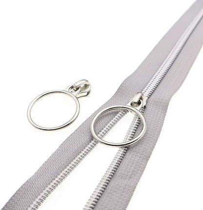 Leekayer #5 Silver Metallic Nylon Coil Zippers by The Yard Bulk 10 Yards Gray by Leekayer
