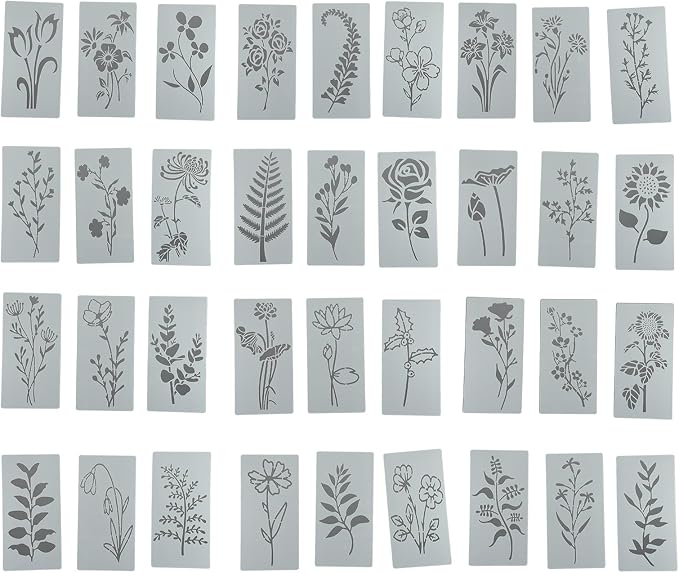 36 Pieces Flower Stencils for Painting on Walls, Reusable Floral Stencils by Unknown