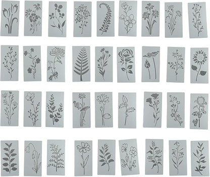 36 Pieces Flower Stencils for Painting on Walls, Reusable Floral Stencils by Unknown