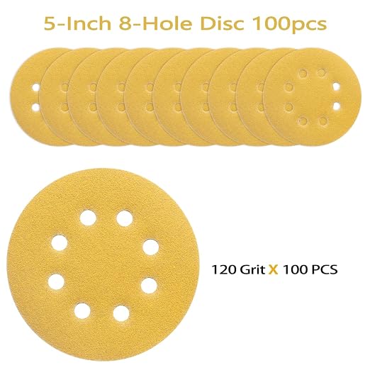 100PCS 5 Inch 8 Hole Sanding Discs 120 Grit - Image 2