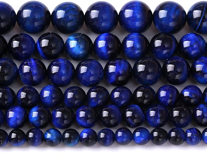 Natural Stone Lapis Blue Tiger Eye Beads Round Loose Spacer Beads by NaturalStoneBeads