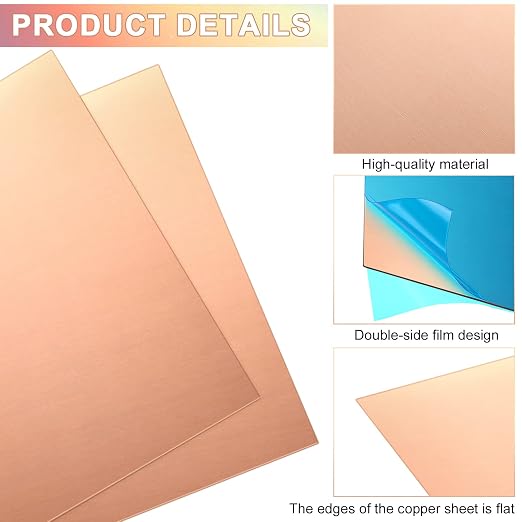 Therwen 4 Pieces Copper Sheets Plates Metal - Image 3