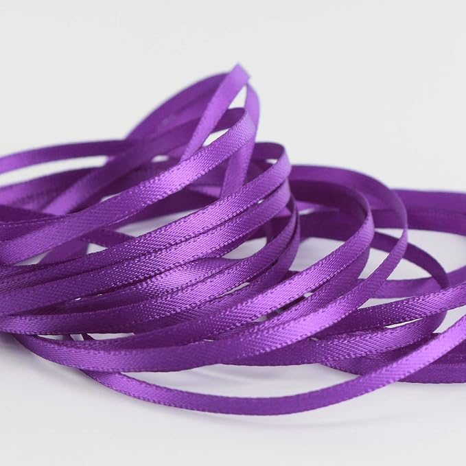 HUIHUANG Purple Ribbon 1/8 inches Solid Color Satin Ribbon100 Yards Double - Image 3