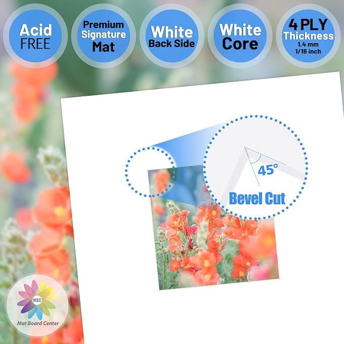 Mat Board Center, 8x8 for 4x4 White Photo Picture Mats - Image 3