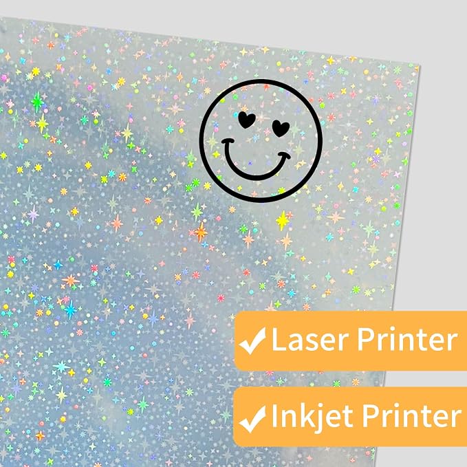 Printable Sticker Paper, 20 Sheets Printable Holographic Star Sticker Paper - Image 3