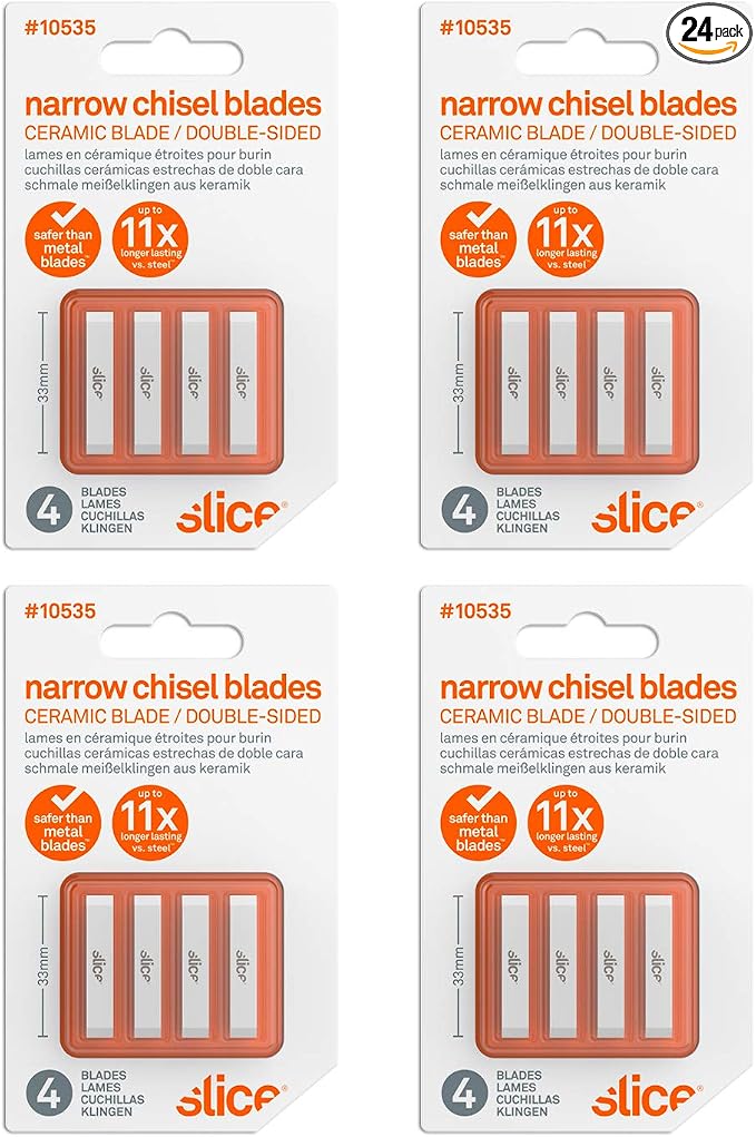 Slice 10535-CS Narrow Chisel Blades, Double Sided, Ceramic Blade Lasts 11x by SliceIndustrial