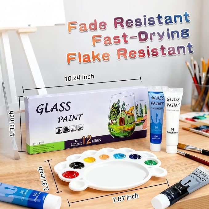 Magicdo Glass Paint Stained Transparent Glass Window Paint Set Great - Image 3