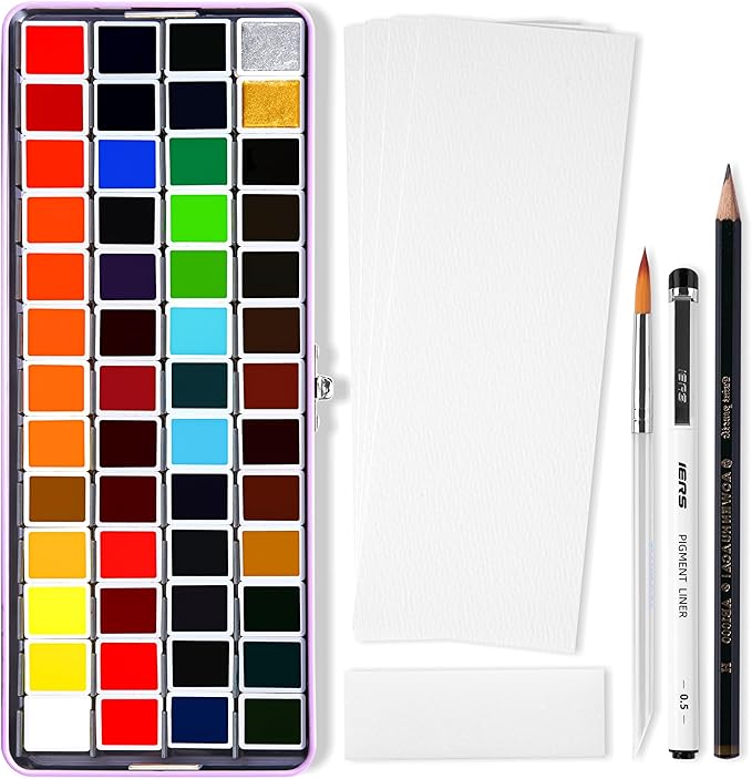 MeiLiang Watercolor Paint Set 52 Colors in Half Pans by PaulRubens
