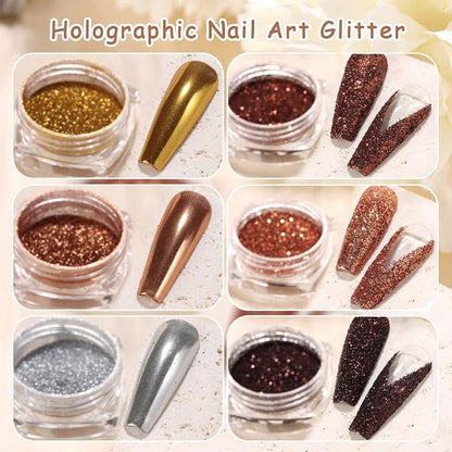 Chrome Nail Powder Metallic Mirror Effect Pigment Dust, Champagne Golden Ultra - Image 5