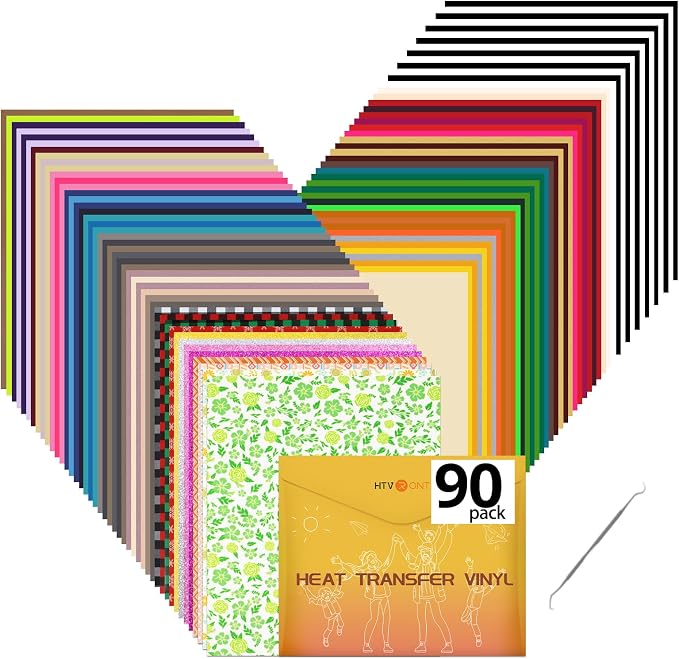 HTVRONT HTV Heat Transfer Vinyl Bundle, 90 Pack 12" x 10" Iron on Vinyl - Image 8