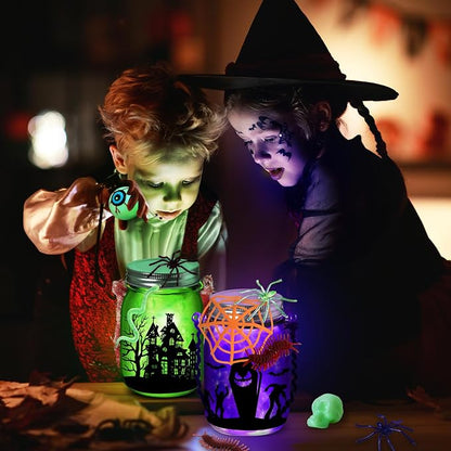 Halloween Crafts Activities for Kids Ages 4-12, 6 Pack Glass Mason Jar for - Image 2