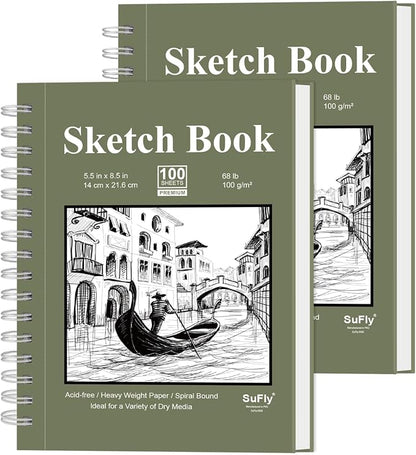 SuFly Small Sketch Book 5.5"x8.5", Spiral Bound Sketchbook Hardcover by SuFly